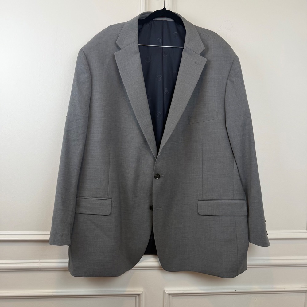 Tommy Hilfiger Mens Grey Wool Blend 2 Piece Suit 56L Jacket 46W x 30L Pants